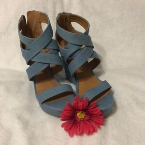 Qupid- Light Blue Denim Wash Wedge